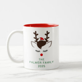 Simple Elegant Reindeer Christmas Family Name ツートーンマグカップ