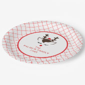 Simple Elegant Reindeer Christmas Family Name ペーパープレート (アングル)