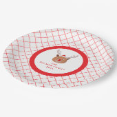 Simple Elegant Reindeer Christmas Family Name ペーパープレート (アングル)