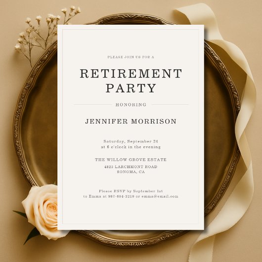 Simple Elegant Retirement Party 招待状