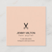 Simple Elegant Rose Black Scissor Hair Stylist スクエア名刺 (正面)