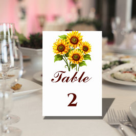 Simple Elegant Rustic Sunflower wedding  テーブルナンバー