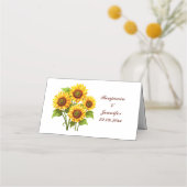 Simple Elegant Rustic Sunflower Wedding  プレイスカード (裏面)