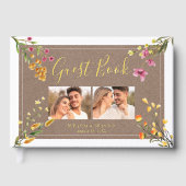 Simple Elegant Rustic Wildflowers Photo Wedding ゲストブック (正面)