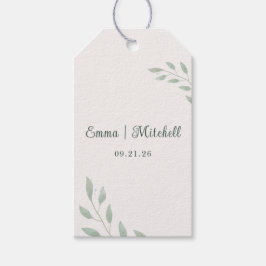 Simple Elegant Sage Green Botanical Wedding Favor ギフトタグ