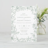 Simple Elegant Sage Green Floral Garden Wedding 招待状 (スタンド正面)