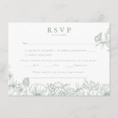 Simple Elegant Sage Green Garden Wedding RSVP エンクロージャーカード (正面)