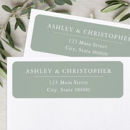 Simple Elegant Sage Green Wedding Return Address ラベル