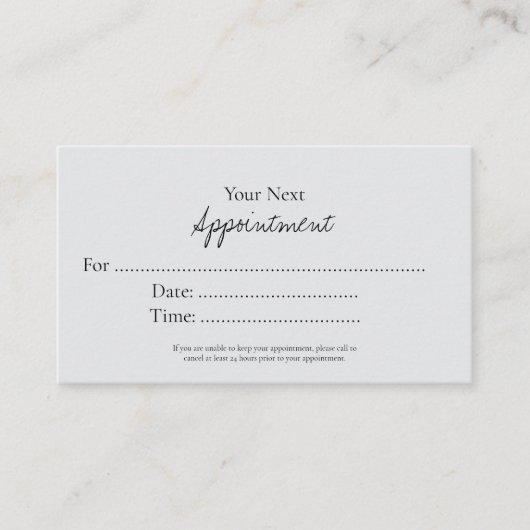 Simple Elegant Script Appointment Card 予約カード (正面)