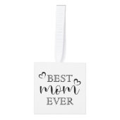 Simple Elegant Script Best Mom Ever Custom Photo キューブオーナメント (正面)