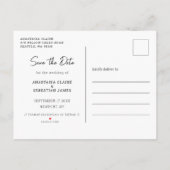 Simple Elegant Script Black & White Photo Wedding  案内ポストカード (裏面)