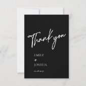 Simple Elegant Script Black White Wedding サンキューカード (正面)