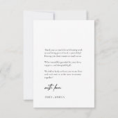 Simple Elegant Script Black White Wedding サンキューカード (裏面)