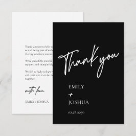 Simple Elegant Script Black White Wedding サンキューカード