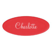 Simple Elegant Script First Name Red Business  名札 (正面)