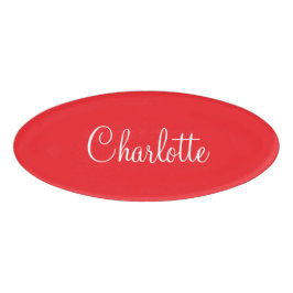 Simple Elegant Script First Name Red Business  名札