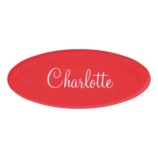 Simple Elegant Script First Name Red Business  名札 (正面)