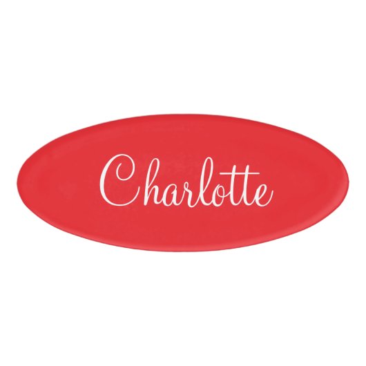 Simple Elegant Script First Name Red Business  名札 (正面)