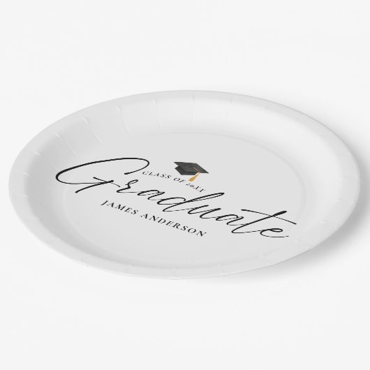 Simple Elegant Script Graduation Party ペーパープレート (アングル)