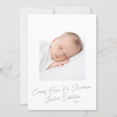 Simple Elegant Script Photo Baby Birth 案内状 (正面)