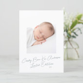 Simple Elegant Script Photo Baby Birth 案内状 (スタンド正面)