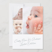 Simple Elegant Script Photo Baby Birth 案内状 (裏面)