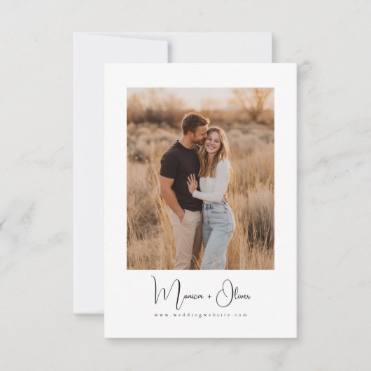 Simple Elegant Script Photo Budget Wedding 招待状 (正面)