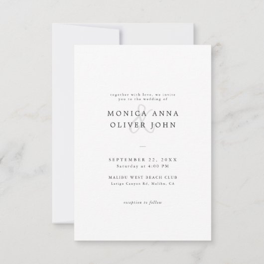 Simple Elegant Script Photo Budget Wedding 招待状 (裏面)