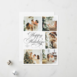 Simple Elegant Script Photo Collage Christmas シーズンカード