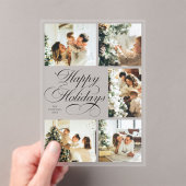 Simple Elegant Script Photo Collage Christmas Card アクリル招待状 (インサイチュ (ポータブル))