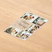 Simple Elegant Script Photo Collage Christmas Card アクリル招待状 (レイダウン)