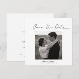 Simple Elegant Script Photo Text Wedding セーブザデート