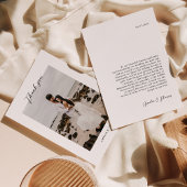 Simple Elegant Script Photo Wedding  サンキューカード