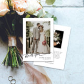 Simple Elegant Script Photo Wedding サンキューカード