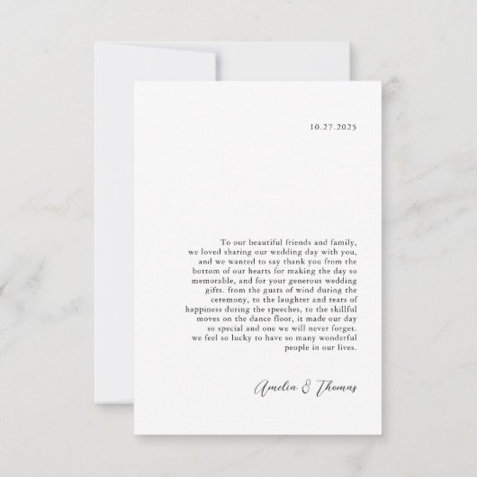 Simple Elegant Script Photo Wedding  サンキューカード (裏面)