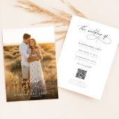 Simple Elegant Script QR Code Photo Budget Wedding 招待状