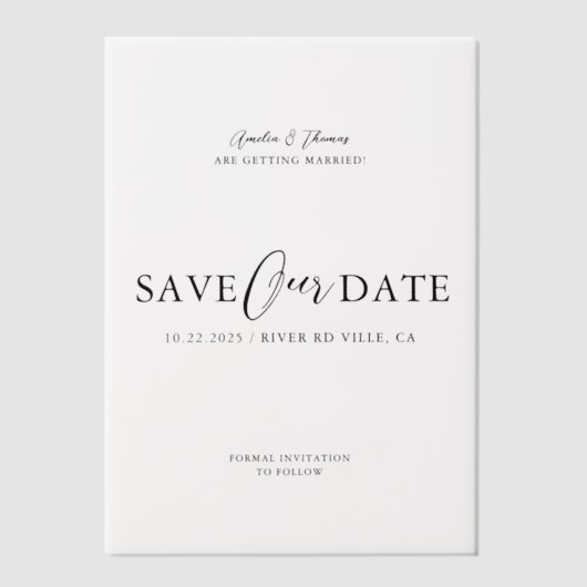 Simple Elegant Script Wedding ベラム紙招待状 (正面)