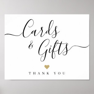 Simple elegant script wedding cards and gifts sign ポスター