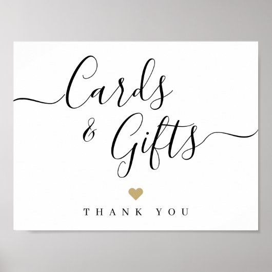 Simple elegant script wedding cards and gifts sign ポスター (正面)