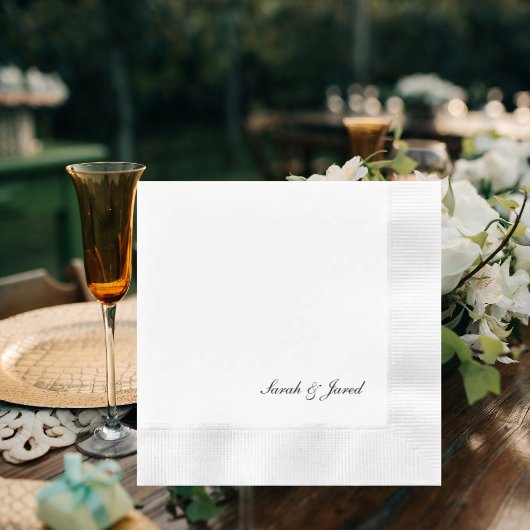 Simple Elegant Script Wedding Coined Cocktail 縁ありカクテルナプキン