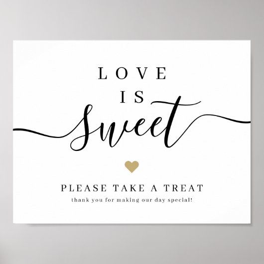 Simple elegant script wedding love is sweet sign ポスター (正面)