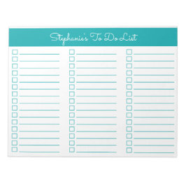 Simple Elegant Teal 8.5x11 Three Column Checklist ノートパッド