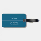 Simple Elegant Teal Blue Monogram Name ラゲッジタグ (裏面横)
