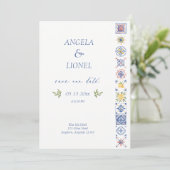 Simple Elegant Tiles Amalfi Coast Italy Wedding セーブザデート (スタンド正面)