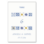 Simple Elegant Tiles Amalfi Coast Italy Wedding テーブルナンバー (正面)