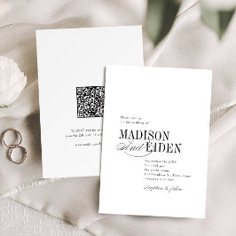Simple Elegant Timeless Typography QR code Wedding 招待状
