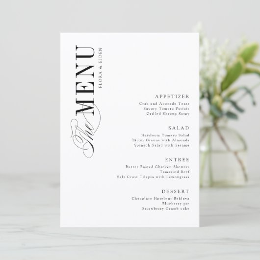 Simple Elegant Timeless Typography Wedding メニュー (スタンド正面)