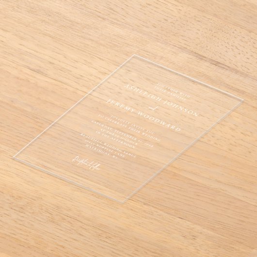 Simple Elegant Transparent Wedding Invitation アクリル招待状 (レイダウン)