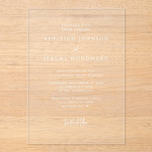 Simple Elegant Transparent Wedding Invitation アクリル招待状 (正面)