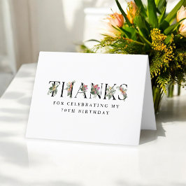 Simple Elegant Tropical 70th Birthday Thanks サンキューカード